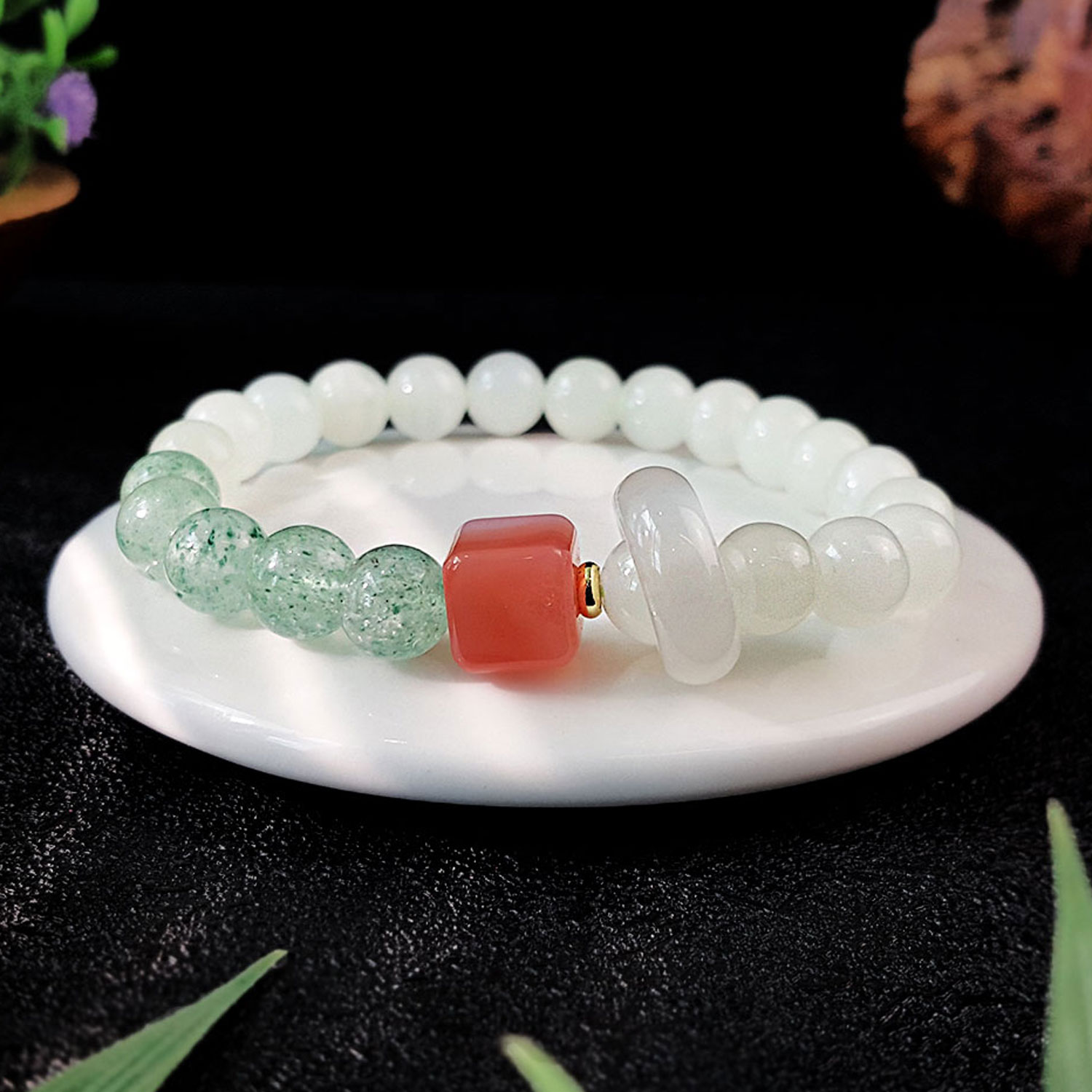 3 July - Pakistan Onyx & Green Strawberry Stone Dsign Bracelet
