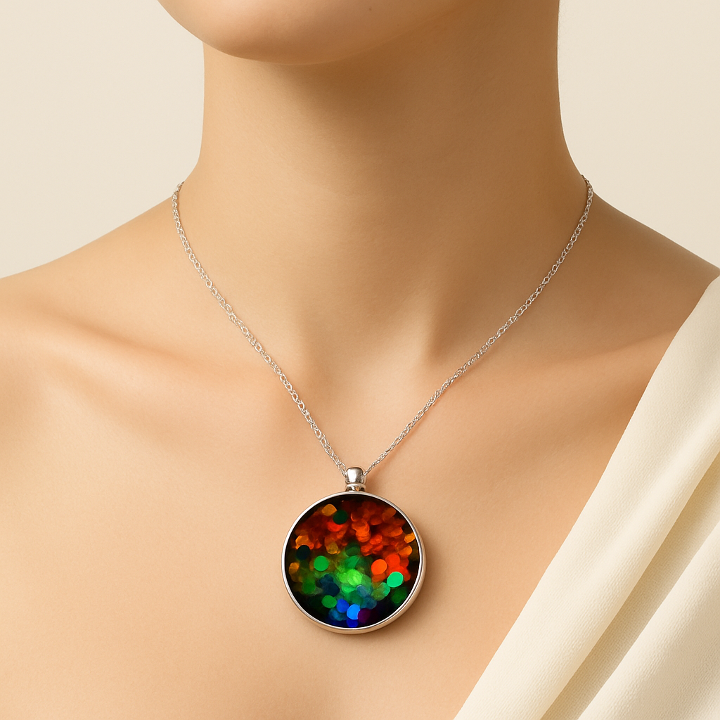 Meteorite & Canada Ammolite Stitching David Star Pendant - Gold