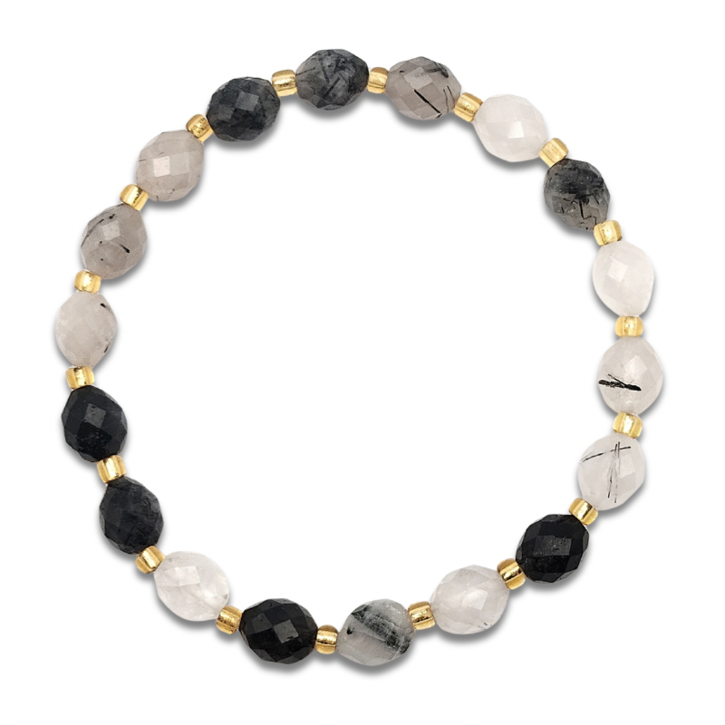Black Rutilated Rice Shape Bracelet