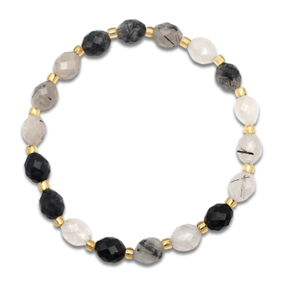 Black Rutilated Rice Shape Bracelet