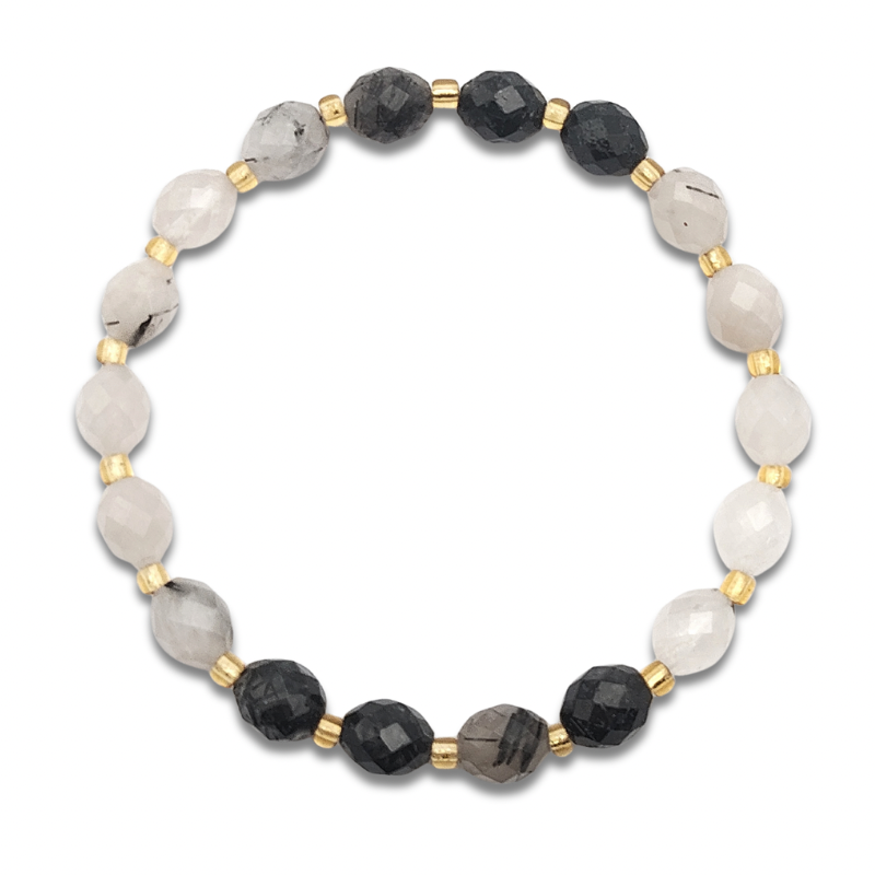 Black Rutilated Rice Shape Bracelet