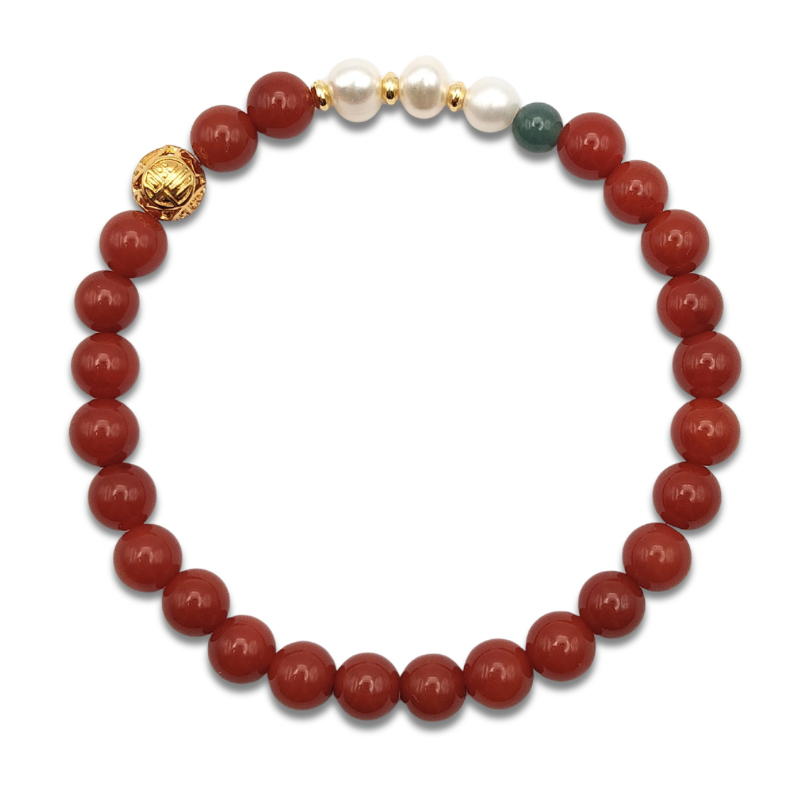 Nan Hong Agate With Fresh Water Cultured Pearl Design