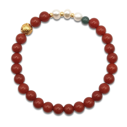 Nan Hong Agate With Fresh Water Cultured Pearl Design