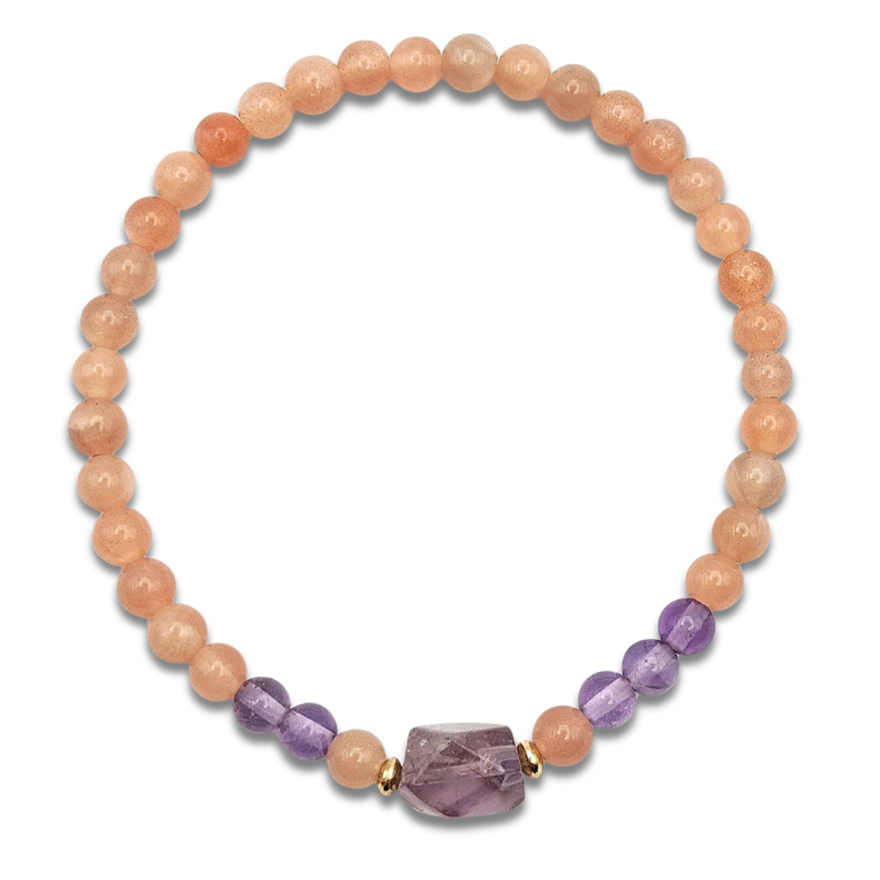 Sunstone With Amethyst Design Bracelet