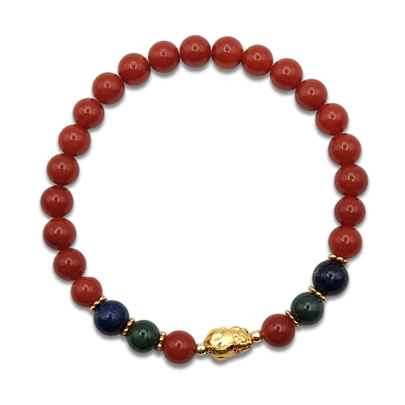 Nan Hong Agate With Guatemalan Jade And Lapis Lazuli Design