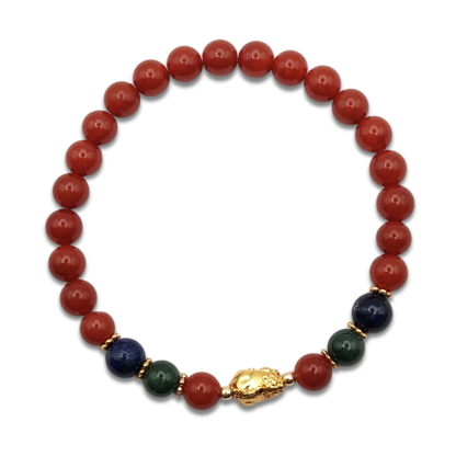 Nan Hong Agate With Guatemalan Jade And Lapis Lazuli Design