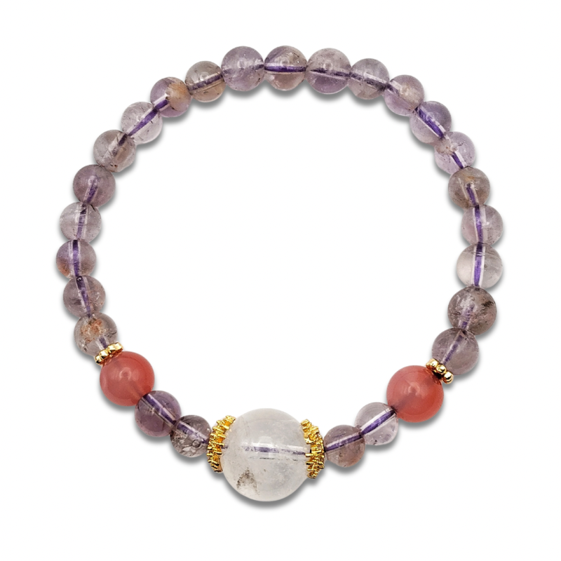 Purple Phantom With Clear Quartz Design Bracelet