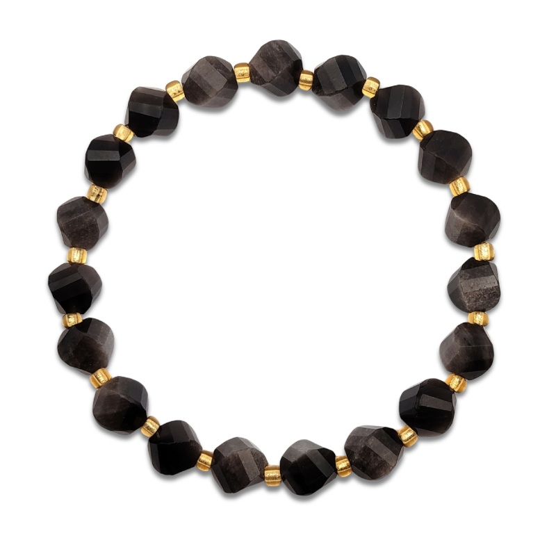 Silver Obsidian S Shspe Bracelet