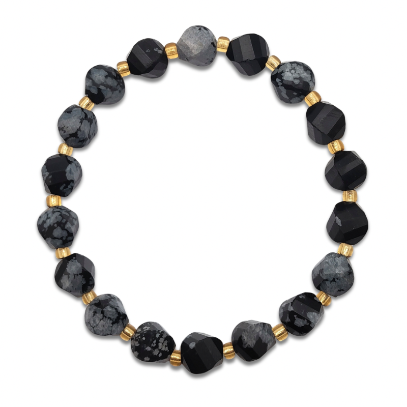 Snow Flake Obsidian S Shape Bracelet