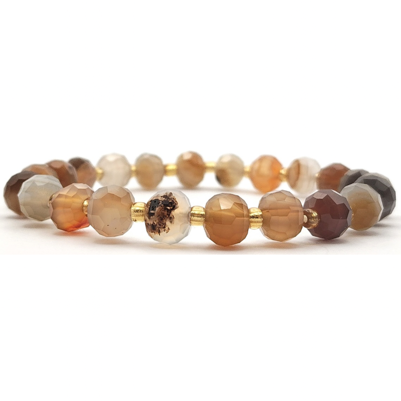 Sardonyx Agate Stacked Cutting Bracelet