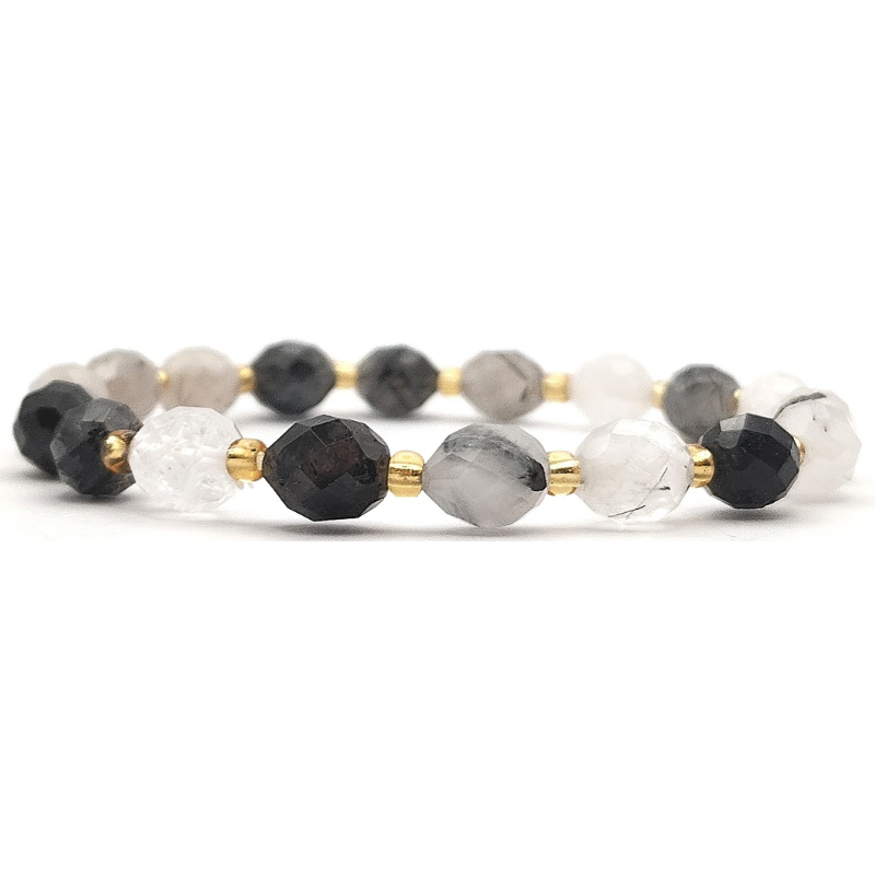 Black Rutilated Rice Shape Bracelet