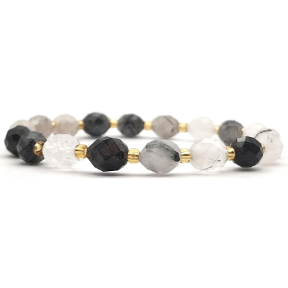 Black Rutilated Rice Shape Bracelet