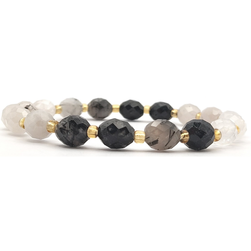 Black Rutilated Rice Shape Bracelet
