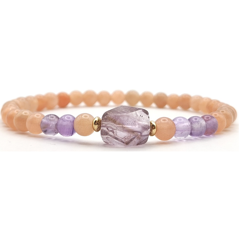 Sunstone With Amethyst Design Bracelet