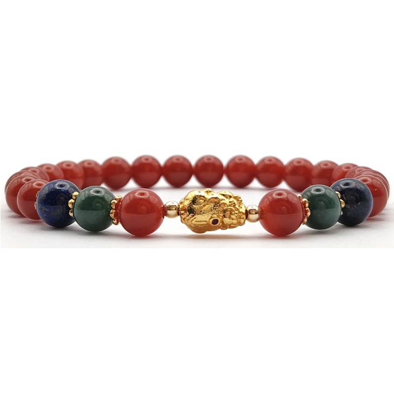 Nan Hong Agate With Guatemalan Jade And Lapis Lazuli Design