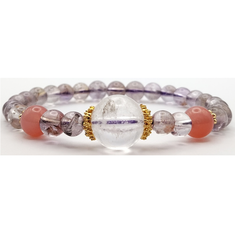 Purple Phantom With Clear Quartz Design Bracelet