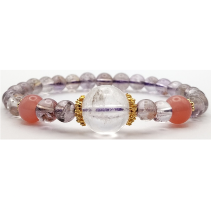 Purple Phantom With Clear Quartz Design Bracelet