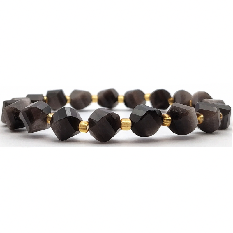Silver Obsidian S Shspe Bracelet