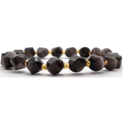 Silver Obsidian S Shspe Bracelet