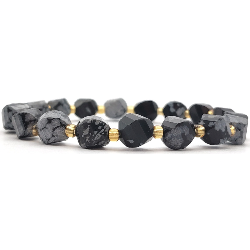 Snow Flake Obsidian S Shape Bracelet