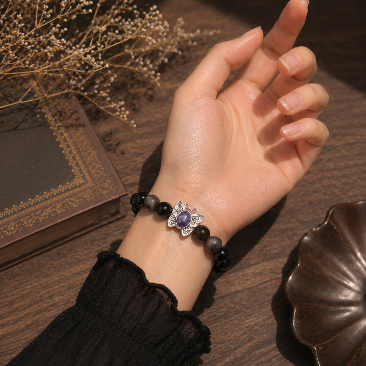【Limited Edition 】Silver Obsidian + Charoite