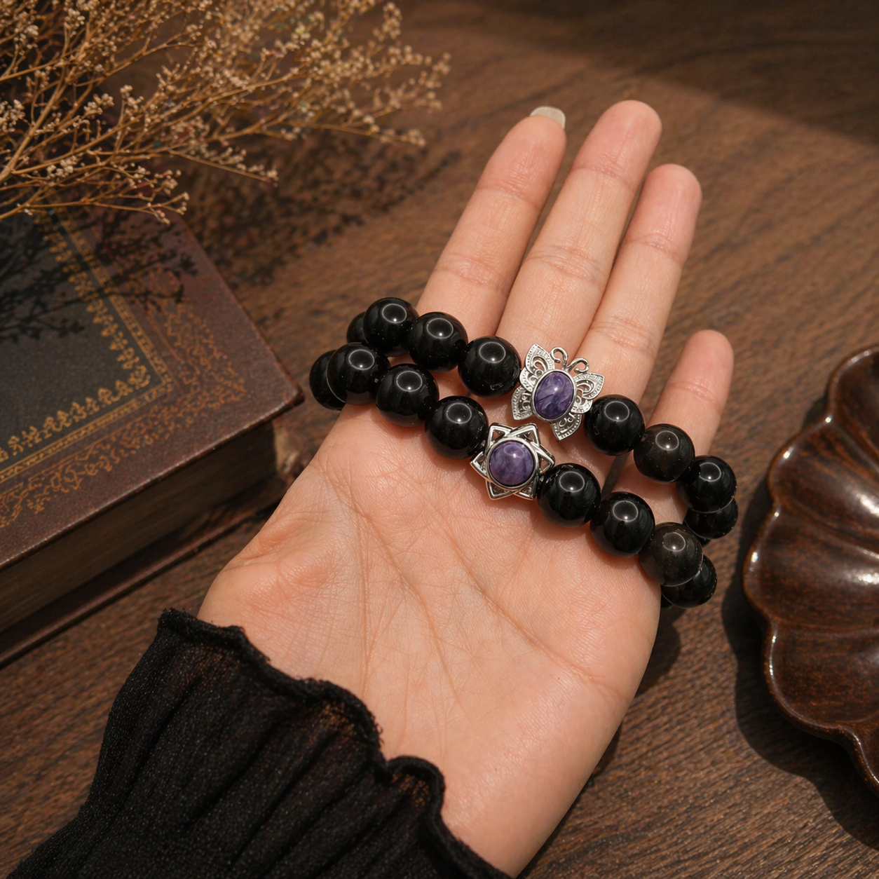 【Limited Edition 】Silver Obsidian + Charoite