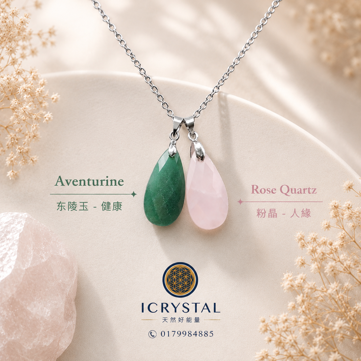 Crystal Water Drop Cutting Pendant