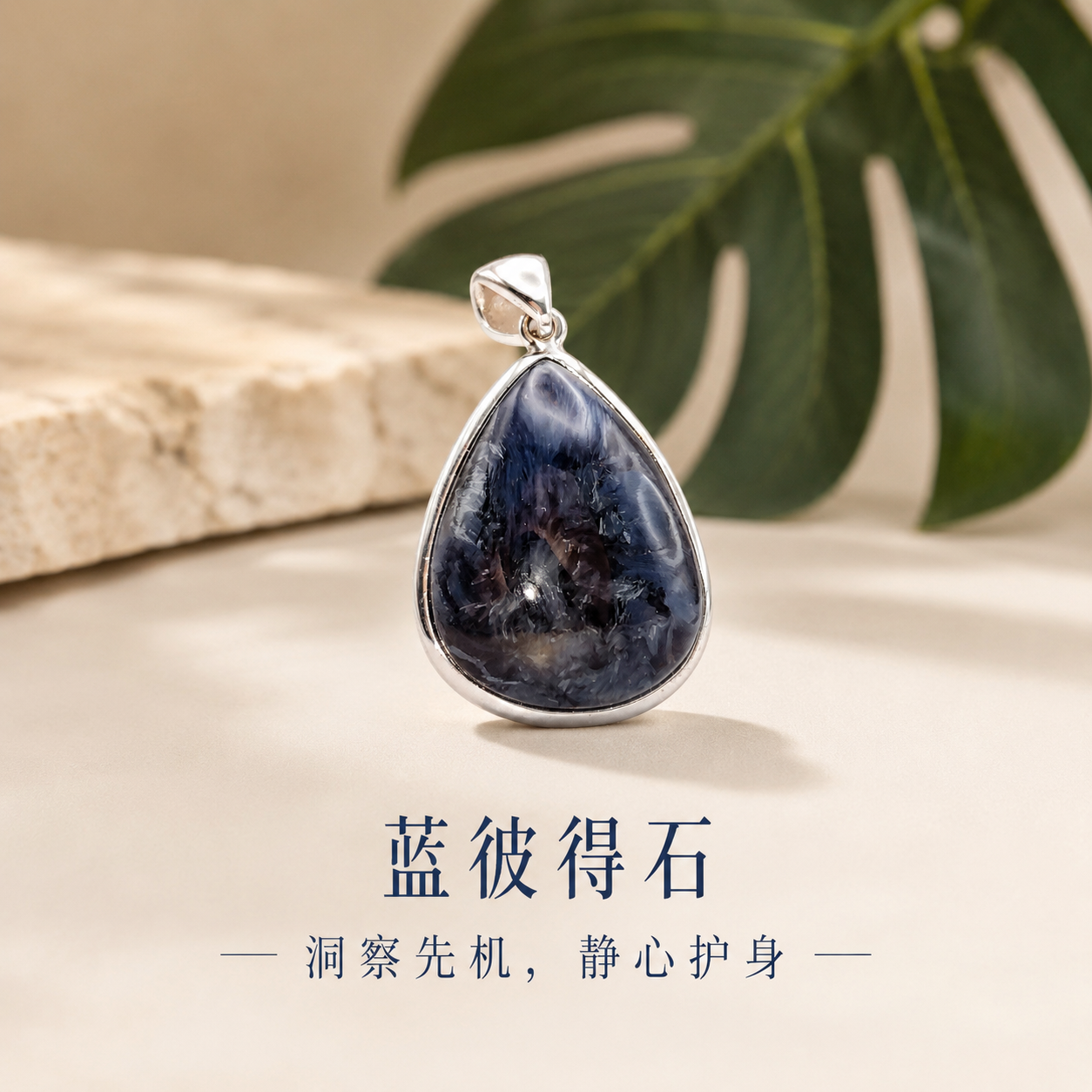 Superior Blue Pietersite Water Drop Pendant