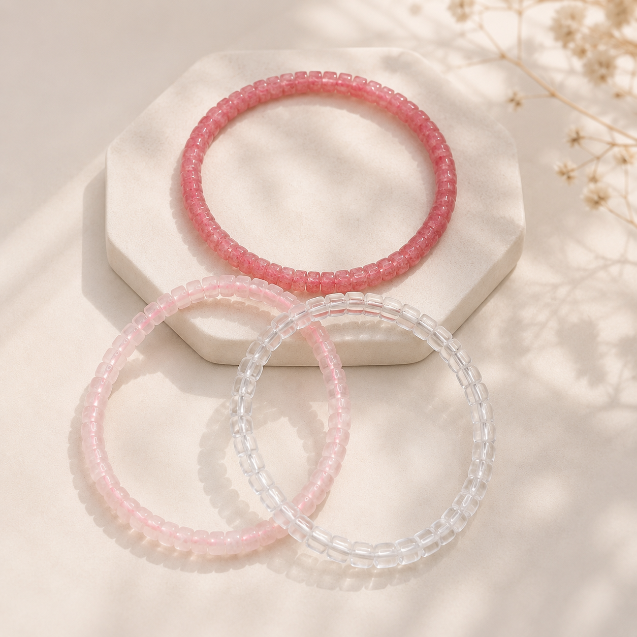 Crystal Drum / Stacked Bracelet