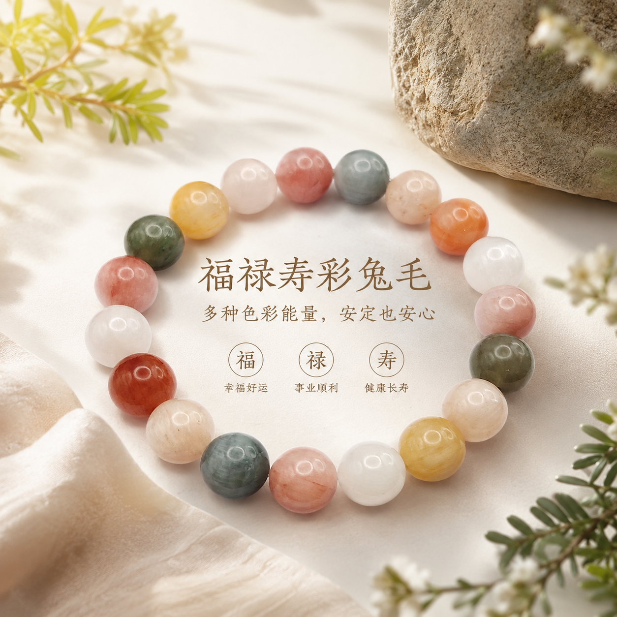 High Grade Mix Rabbit Rutilate Bracelet