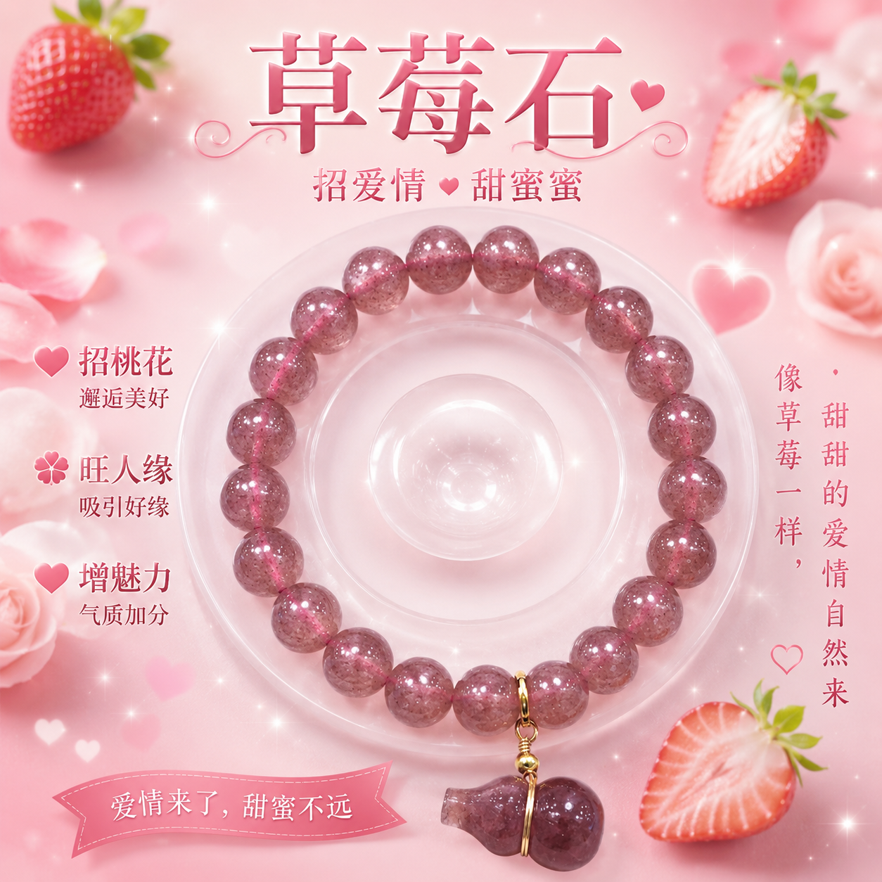 Strawberry Stone with Hulu Design Bracelet