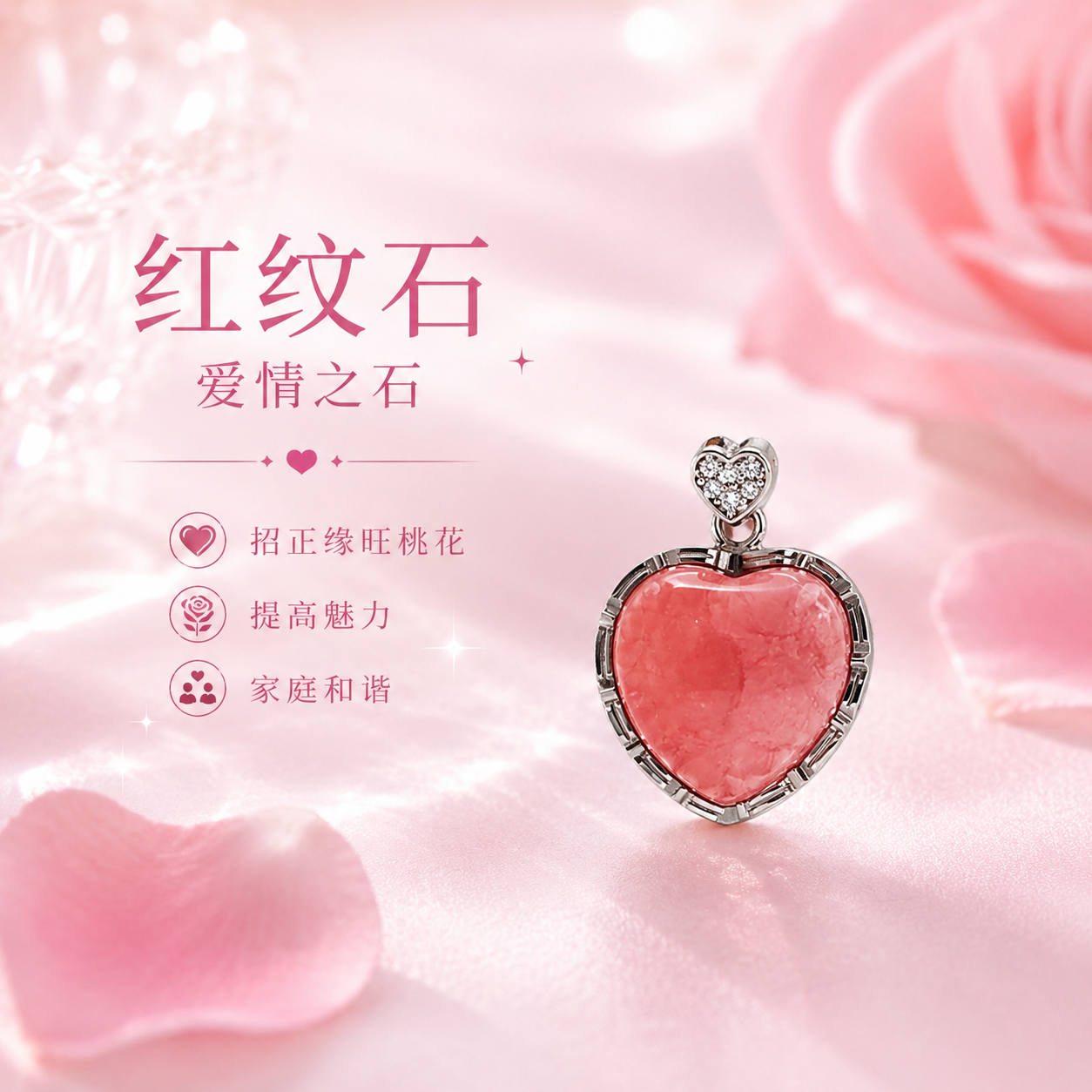 Rhodochrosite Love Shape Pendant （925）