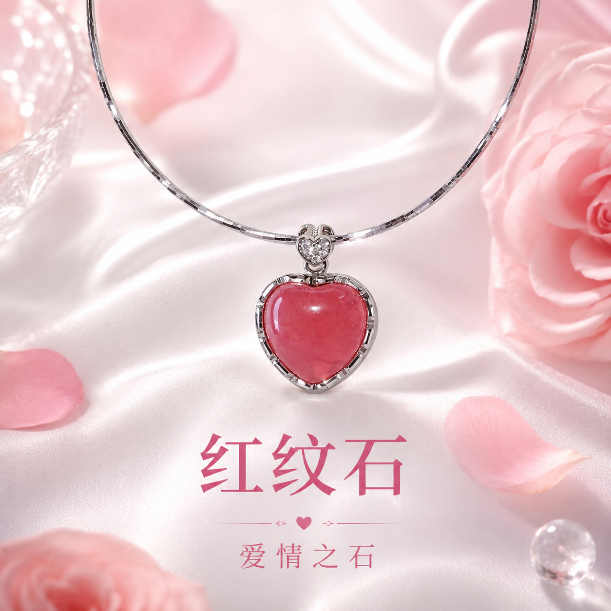 Rhodochrosite Love Shape Pendant （925）
