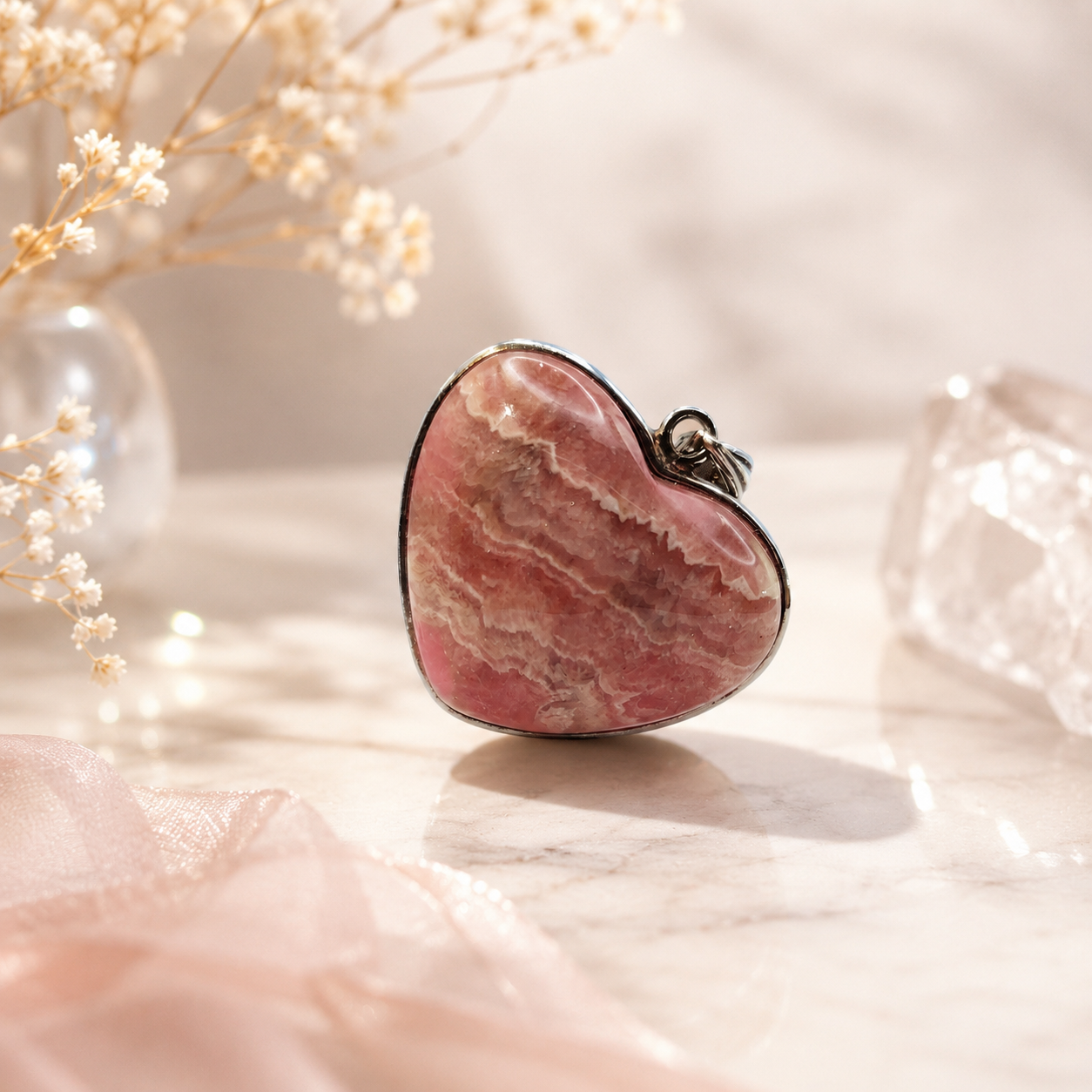 Aegentina Rhodochrosite Heart Shape Pendant