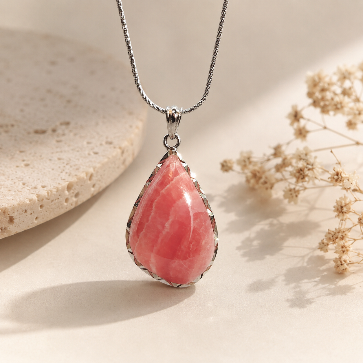 High Grade Rhodochrosite Free Shape Pendant