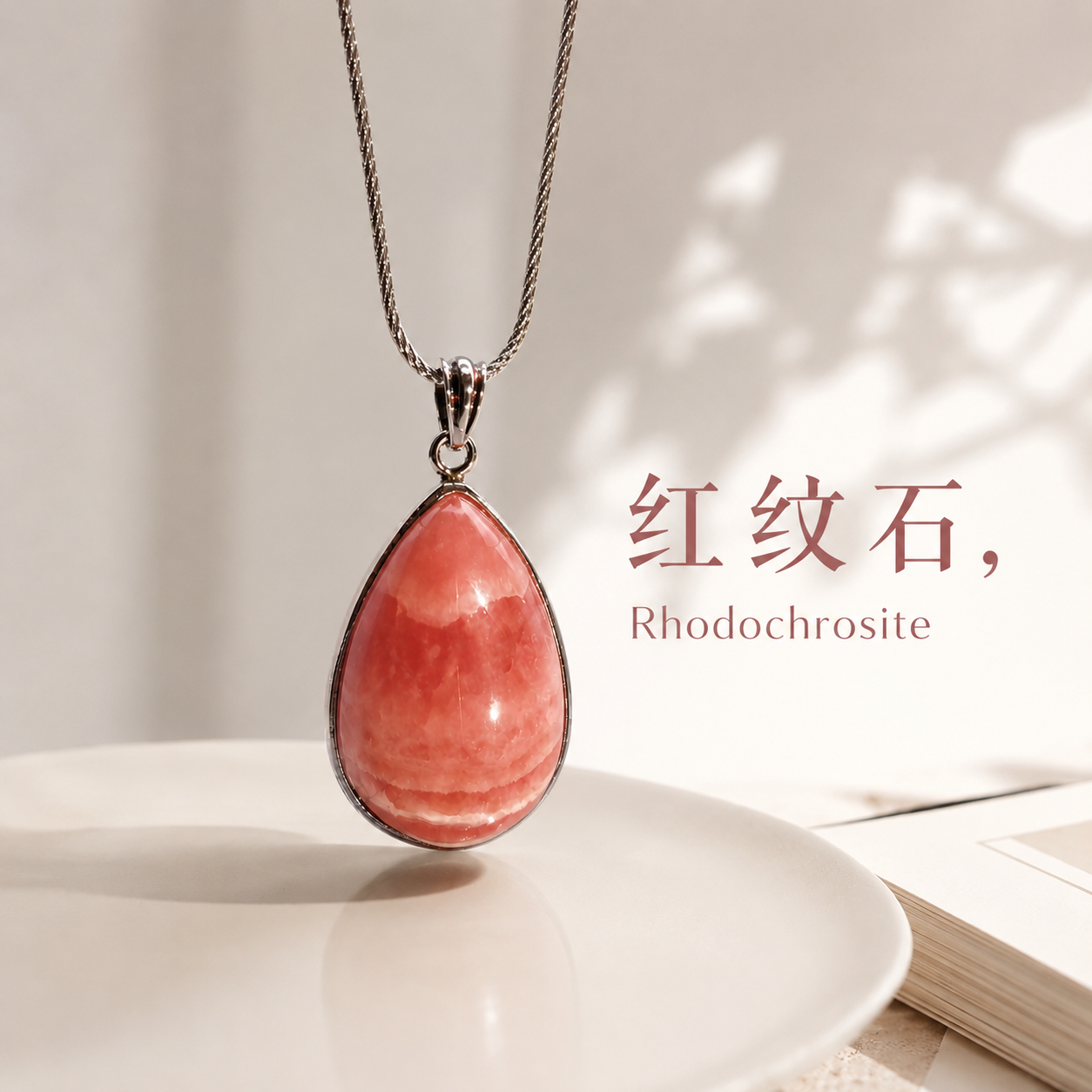High Grade Rhodochrosite Water Drop Pendant
