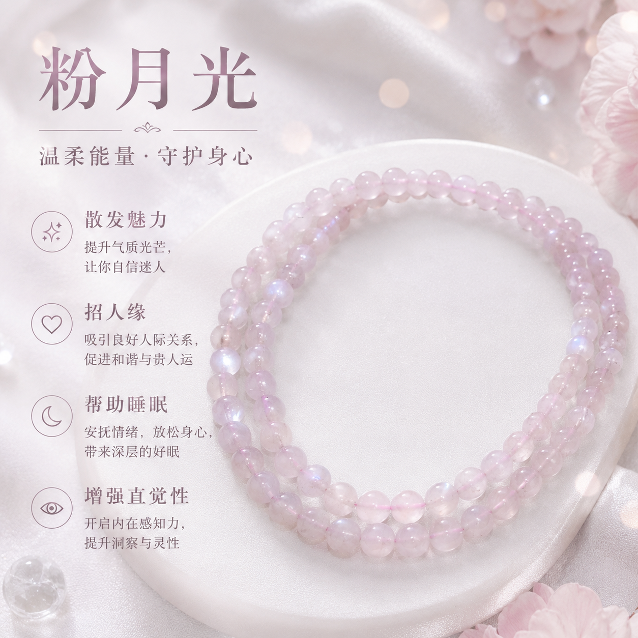 Pink Moonstone Long Bracelet