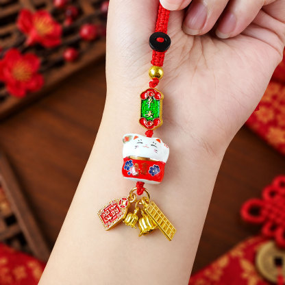 15 Oct - Golden Abacus Lucky Cat Charm - Red
