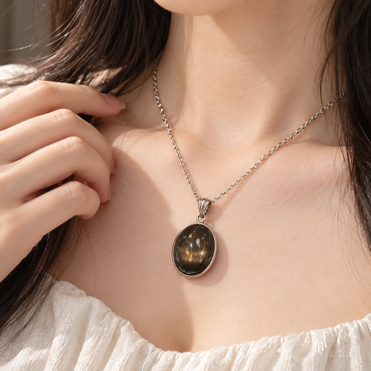 High Grade Black Sunstone Pendant