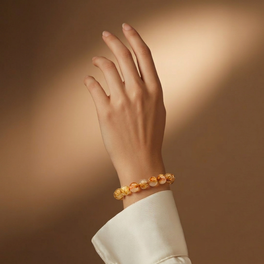 High Grade Gold Rutilated Bracelet