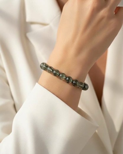 High Grade Green Rutilated Bracelet