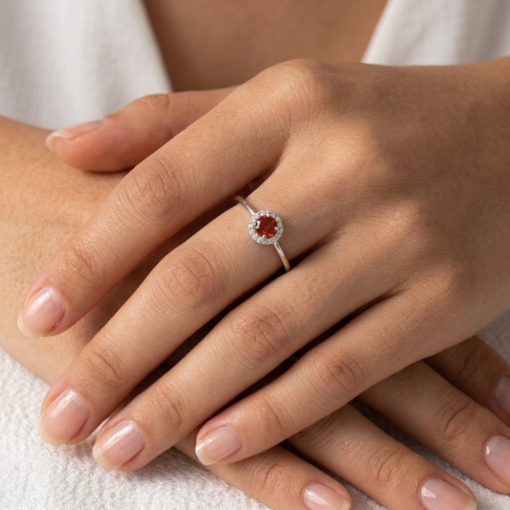 Red Garnet Ring Free Size
