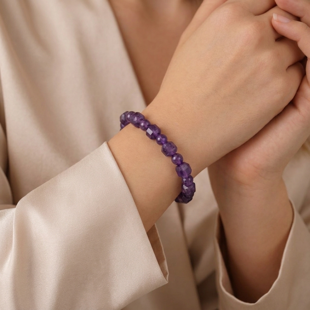 Amethyst Cube Design Bracelet