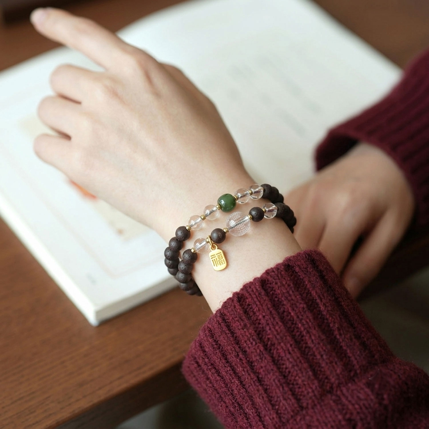 28 July - Lakawood with Clear Quartz Double Layer Design Bracelet
