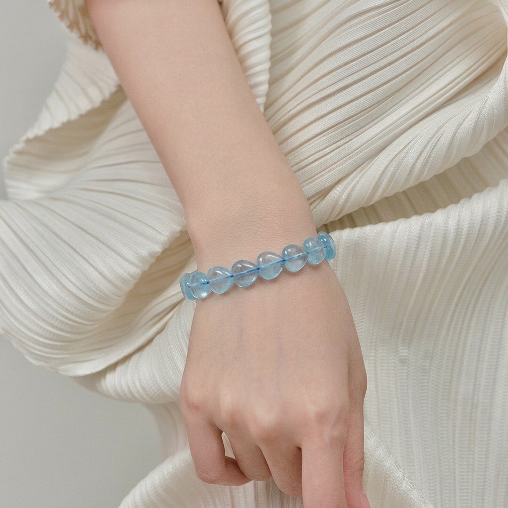 High Grade Blue Topaz Heart Shape Bracelet