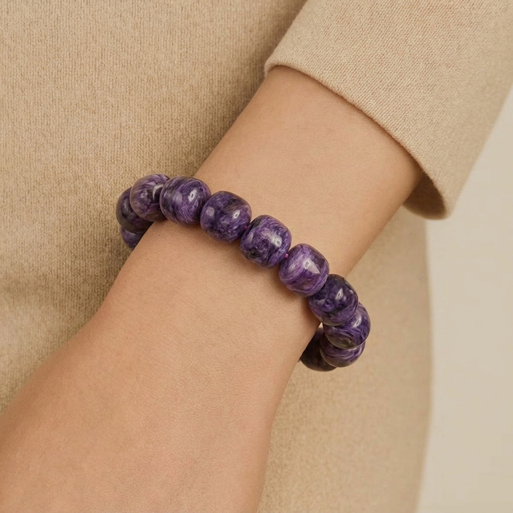 Charoite Drum Shape Bracelet