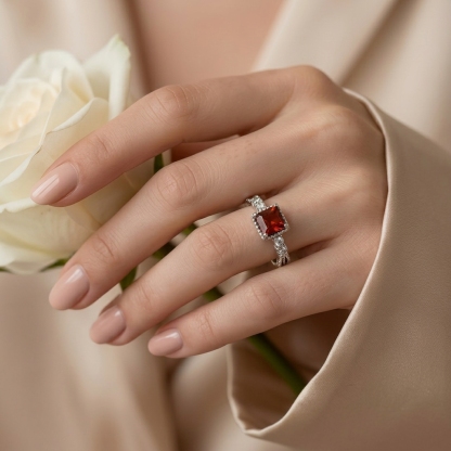 Red Garnet Ring Free Size