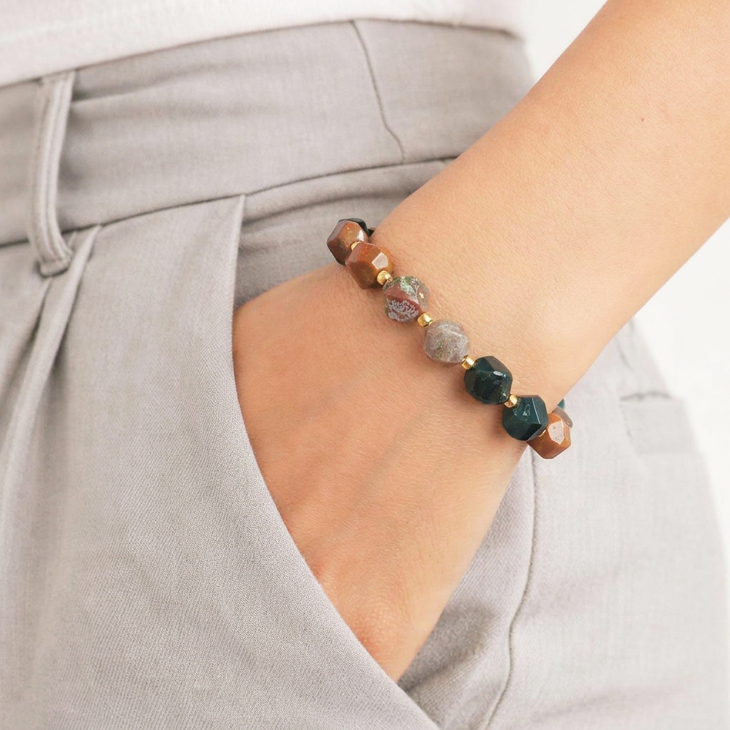 12 Oct - Ocean Jasper Faceted Cutting Bracelet