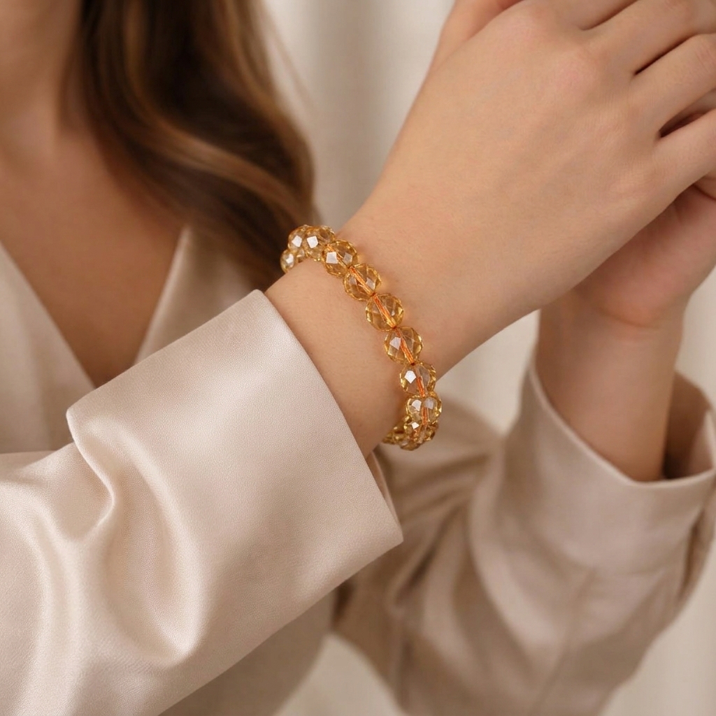Citrine Stacked Bead Cutting Bracelet 