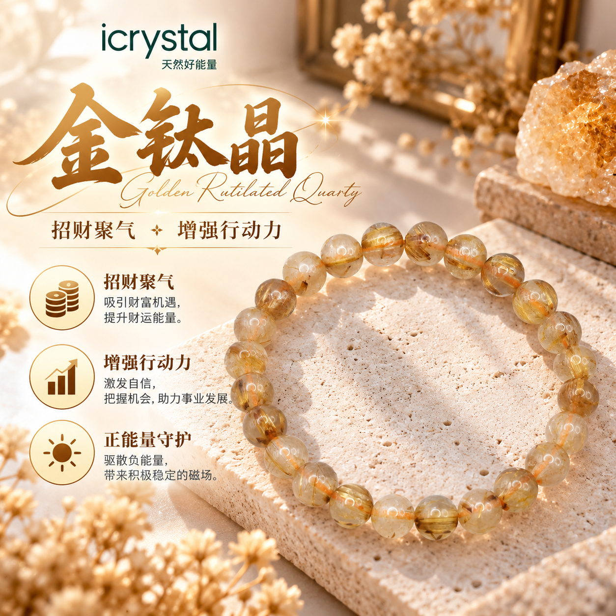 Gold Rutilated Bracelet